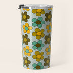 Groovy Flowers Print in Blue Travel Mug Gallery Image 3