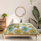 Groovy Flowers Print in Blue Comforter Gallery Image 3
