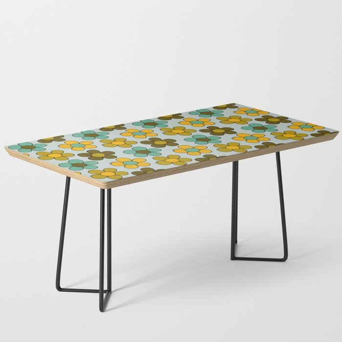 Groovy Flowers Print in Blue Coffee Table Gallery Image 1