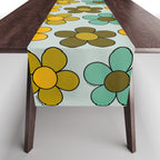 Groovy Flowers Print in Blue Table Runner Gallery Image 1