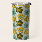 Groovy Flowers Print in Blue Travel Mug Gallery Image 2