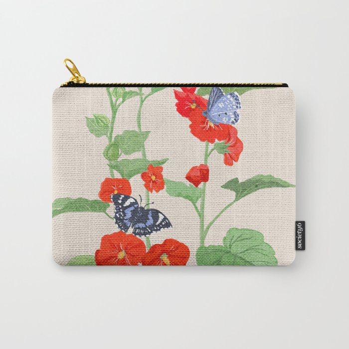 Hollyhock and Butterflies Carry All Pouch Gallery Image 1