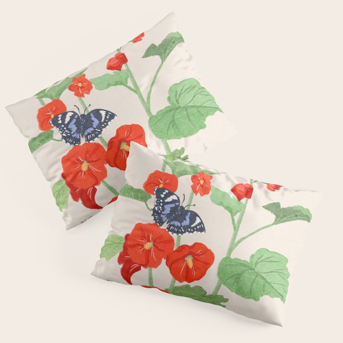 Hollyhock and Butterflies Pillow Sham Gallery Image 3