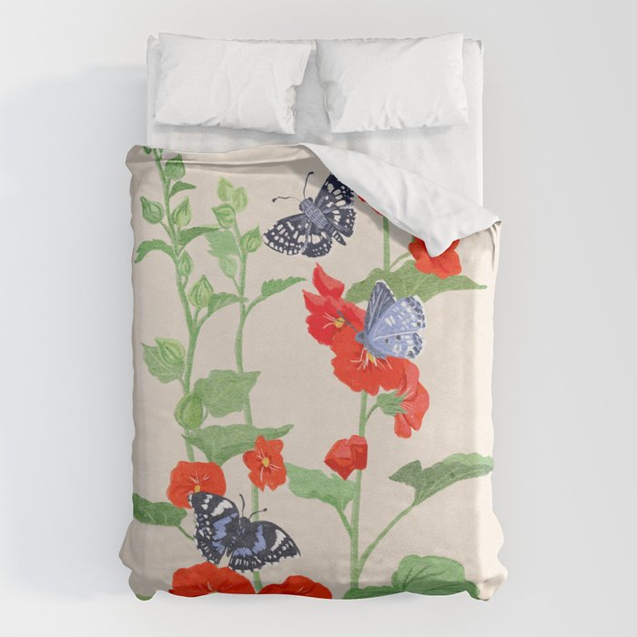 Hollyhock and Butterflies Duvet Cover Gallery Image 6