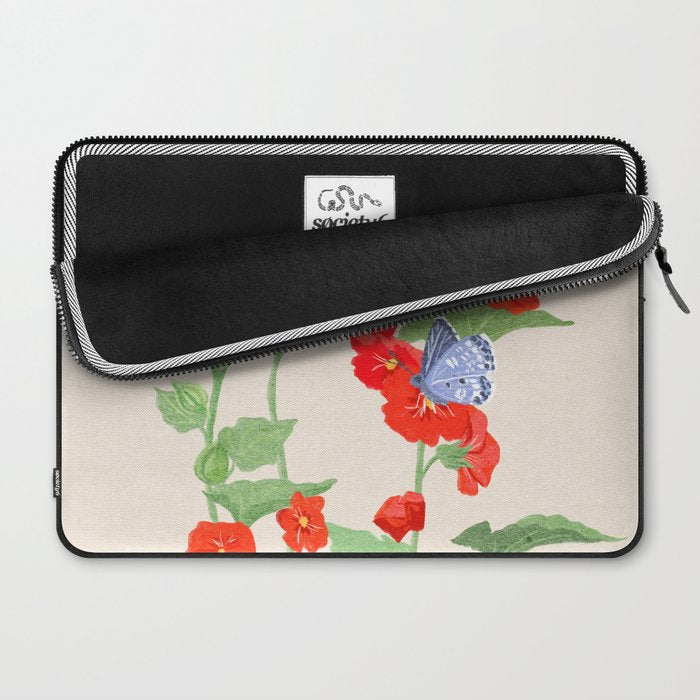 Hollyhock and Butterflies Laptop Sleeve Gallery Image 2