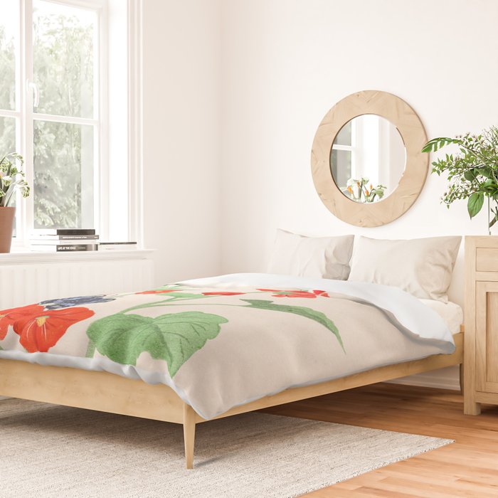 Hollyhock and Butterflies Duvet Cover Gallery Image 2