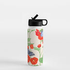 Hollyhock and Butterflies Water Bottle Gallery Image 1