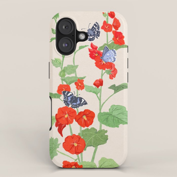 Hollyhock and Butterflies iPhone Case Gallery Image 1