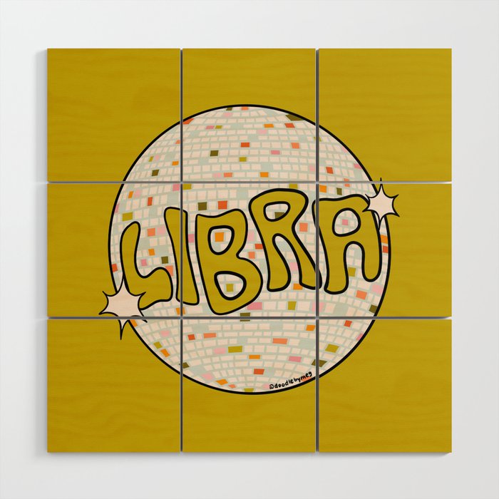 Libra Disco Ball Wood Wall Art Gallery Image 1