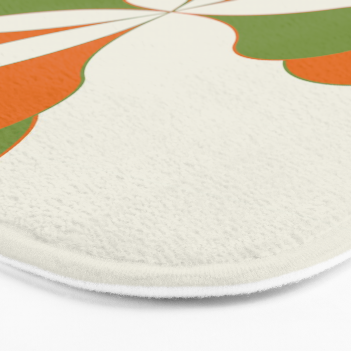 Mid-Century Modern Art 1.4 - Green & Orange Flower Bath Mat Gallery Image 3