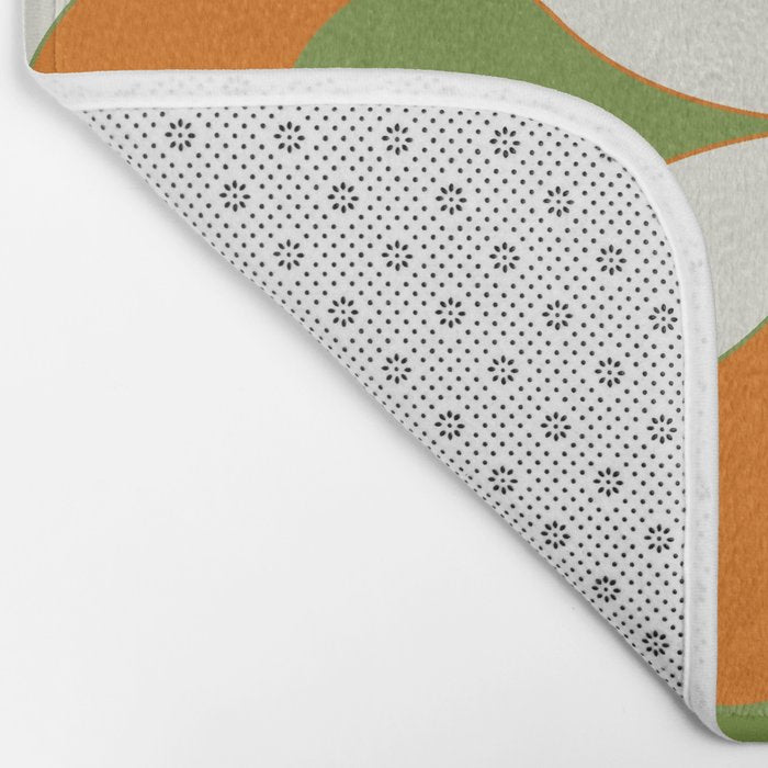 Mid-Century Modern Art 1.4 - Green & Orange Flower Bath Mat Gallery Image 2