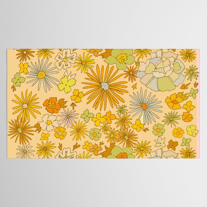 flower power wildflowers brown // retro art by surfy birdy Tablecloth Gallery Image 2
