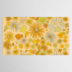 flower power wildflowers brown // retro art by surfy birdy Tablecloth Gallery Image 2