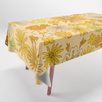 flower power wildflowers brown // retro art by surfy birdy Tablecloth Gallery Image 1
