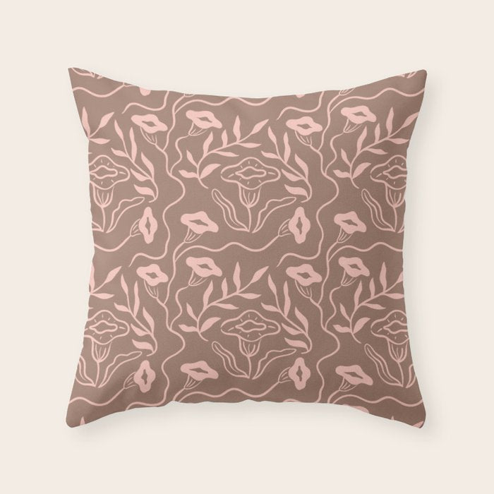 Dreamy Victorian Flower Pattern on Mocha Mousse Throw Pillow Gallery Image 6