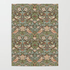 William Morris Strawberry Thief Detail Brown Chocolate Slate Poster Gallery Image 4