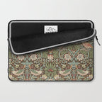 William Morris Strawberry Thief Detail Brown Chocolate Slate Laptop Sleeve Gallery Image 2