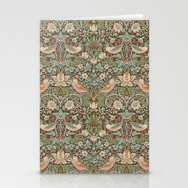 William Morris Strawberry Thief Detail Brown Chocolate Slate Stationery Card Gallery Image 2
