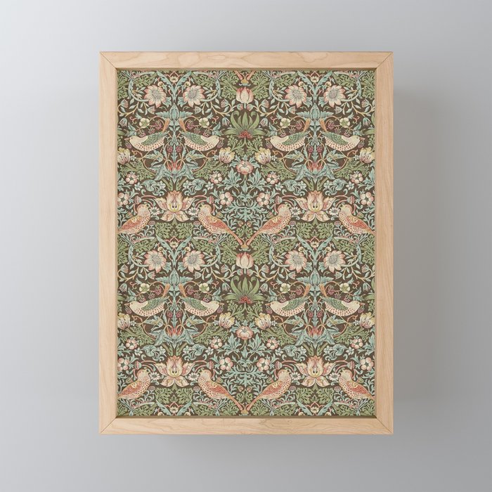 William Morris Strawberry Thief Detail Brown Chocolate Slate Mini Art Print Gallery Image 1