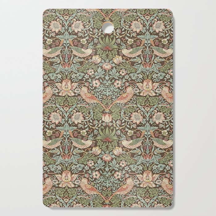 William Morris Strawberry Thief Detail Brown Chocolate Slate Cutting Board Gallery Image 1