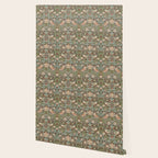 William Morris Strawberry Thief Detail Brown Chocolate Slate Wallpaper Gallery Image 2