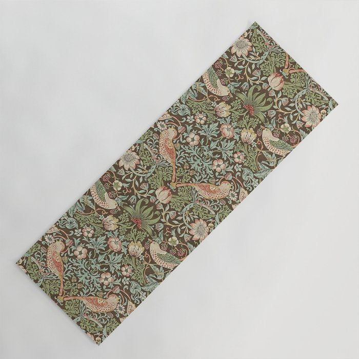 William Morris Strawberry Thief Detail Brown Chocolate Slate Yoga Mat Gallery Image 1