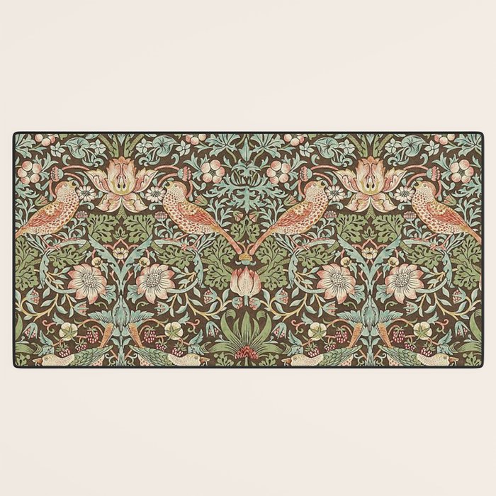 William Morris Strawberry Thief Detail Brown Chocolate Slate Desk Mat Gallery Image 3
