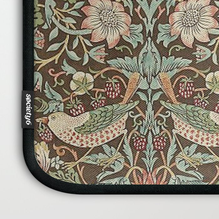 William Morris Strawberry Thief Detail Brown Chocolate Slate Laptop Sleeve Gallery Image 3