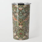 William Morris Strawberry Thief Detail Brown Chocolate Slate Travel Mug Gallery Image 1