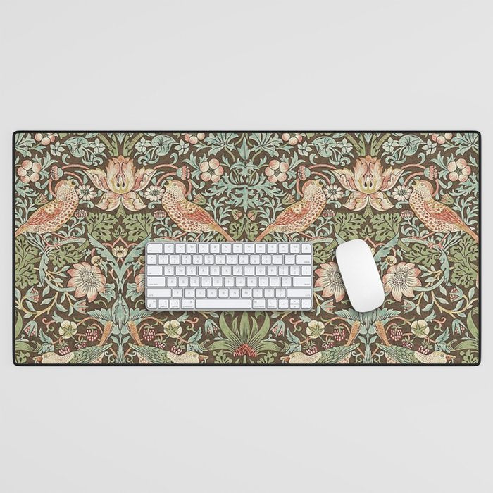 William Morris Strawberry Thief Detail Brown Chocolate Slate Desk Mat Gallery Image 1