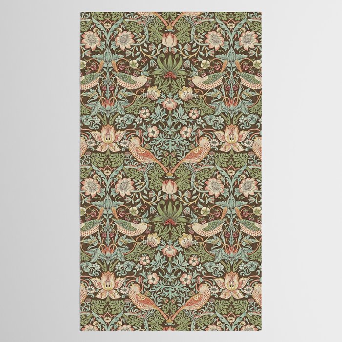 William Morris Strawberry Thief Detail Brown Chocolate Slate Tablecloth Gallery Image 2