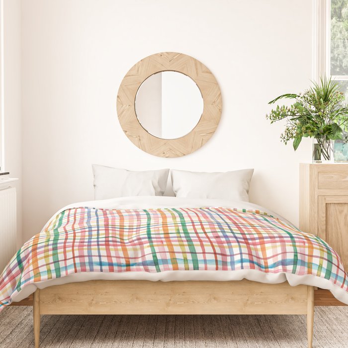 Holiday 2025 Cheerful Plaid Watercolor Gingham Duvet Cover Gallery Image 3