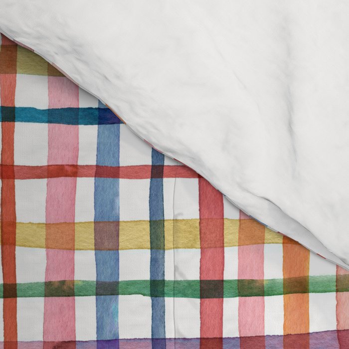  Holiday 2025 Cheerful Plaid Watercolor Gingham Comforter Gallery Image 4