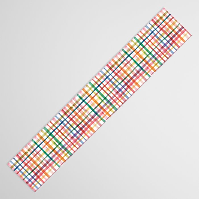  Holiday 2025 Cheerful Plaid Watercolor Gingham Table Runner Gallery Image 3