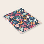Colorful Tropical Jungle Watercolor Botanical Floral on Navy Blue Notebook Gallery Image 3