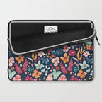 Colorful Tropical Jungle Watercolor Botanical Floral on Navy Blue Laptop Sleeve Gallery Image 2