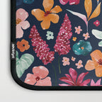 Colorful Tropical Jungle Watercolor Botanical Floral on Navy Blue Laptop Sleeve Gallery Image 3
