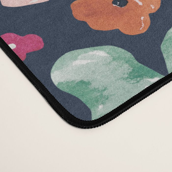 Colorful Tropical Jungle Watercolor Botanical Floral on Navy Blue Desk Mat Gallery Image 4