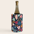 Colorful Tropical Jungle Watercolor Botanical Floral on Navy Blue Wine Chiller Gallery Image 1