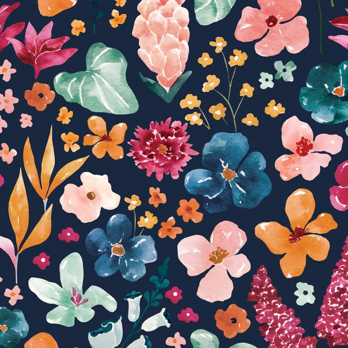 Colorful Tropical Jungle Watercolor Botanical Floral on Navy Blue Coffee Mug Gallery Image 2