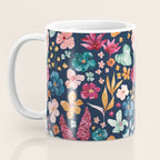 Colorful Tropical Jungle Watercolor Botanical Floral on Navy Blue Coffee Mug Gallery Image 3