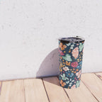 Colorful Tropical Jungle Watercolor Botanical Floral on Navy Blue Travel Mug Gallery Image 4