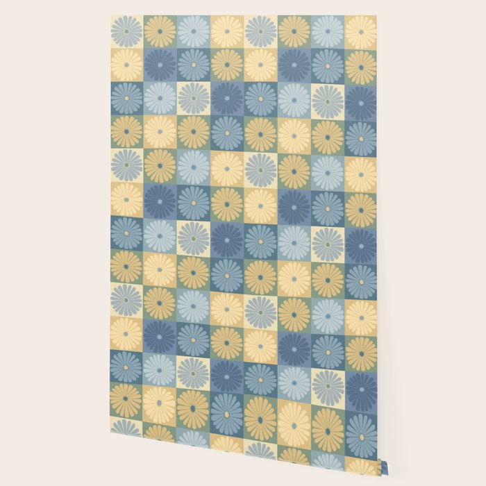 Retro Flowers Check Pattern VII Wallpaper Gallery Image 2
