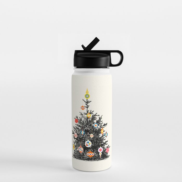 Retro Decorated Christmas Tree Water Bottle Gallery Image 1