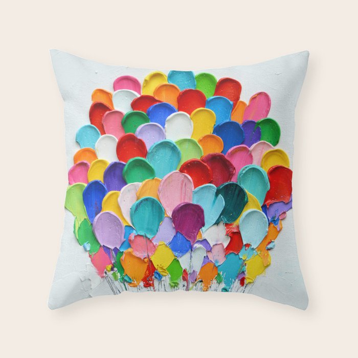 Polka Daub Balloons Throw Pillow Gallery Image 1