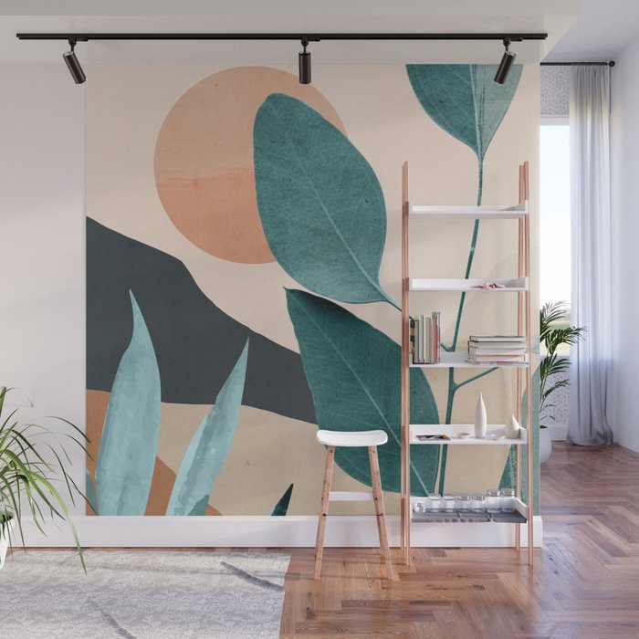 Abstract Art Tropical Leaves 9 Wall Mural Gallery Image 1