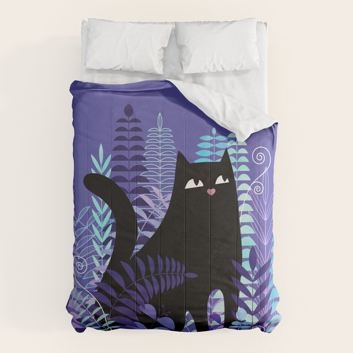The Ferns (Black Cat Version) Comforter Gallery Image 6