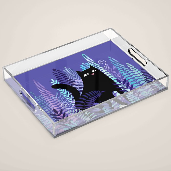 The Ferns (Black Cat Version) Acrylic Tray Gallery Image 1