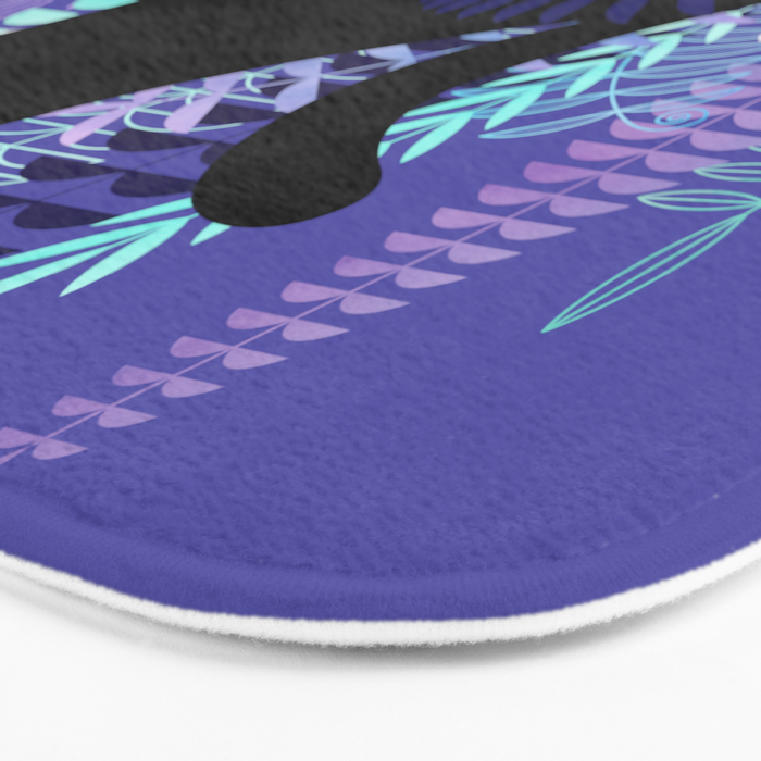 The Ferns (Black Cat Version) Bath Mat Gallery Image 3