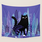 The Ferns (Black Cat Version) Wall Tapestry Gallery Image 4